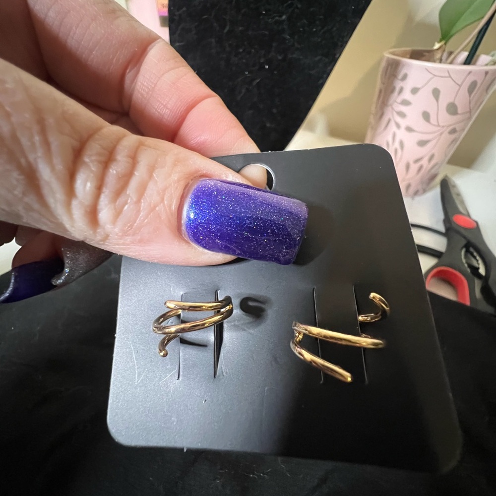Gold Twisted Cuff Earrings - Minimalist Spiral Design